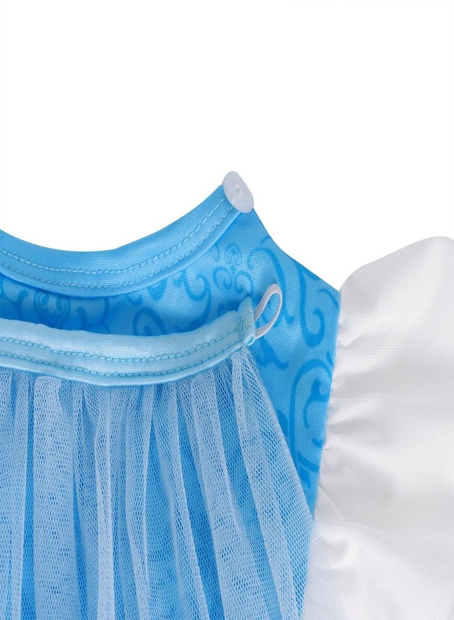 WonderBabe Princess Dress for Girls Short Sleeve Princess Costume with Cape Fancy Dress Up for Halloween Cosplay Carnival Blue Size 5-6 - Image 5